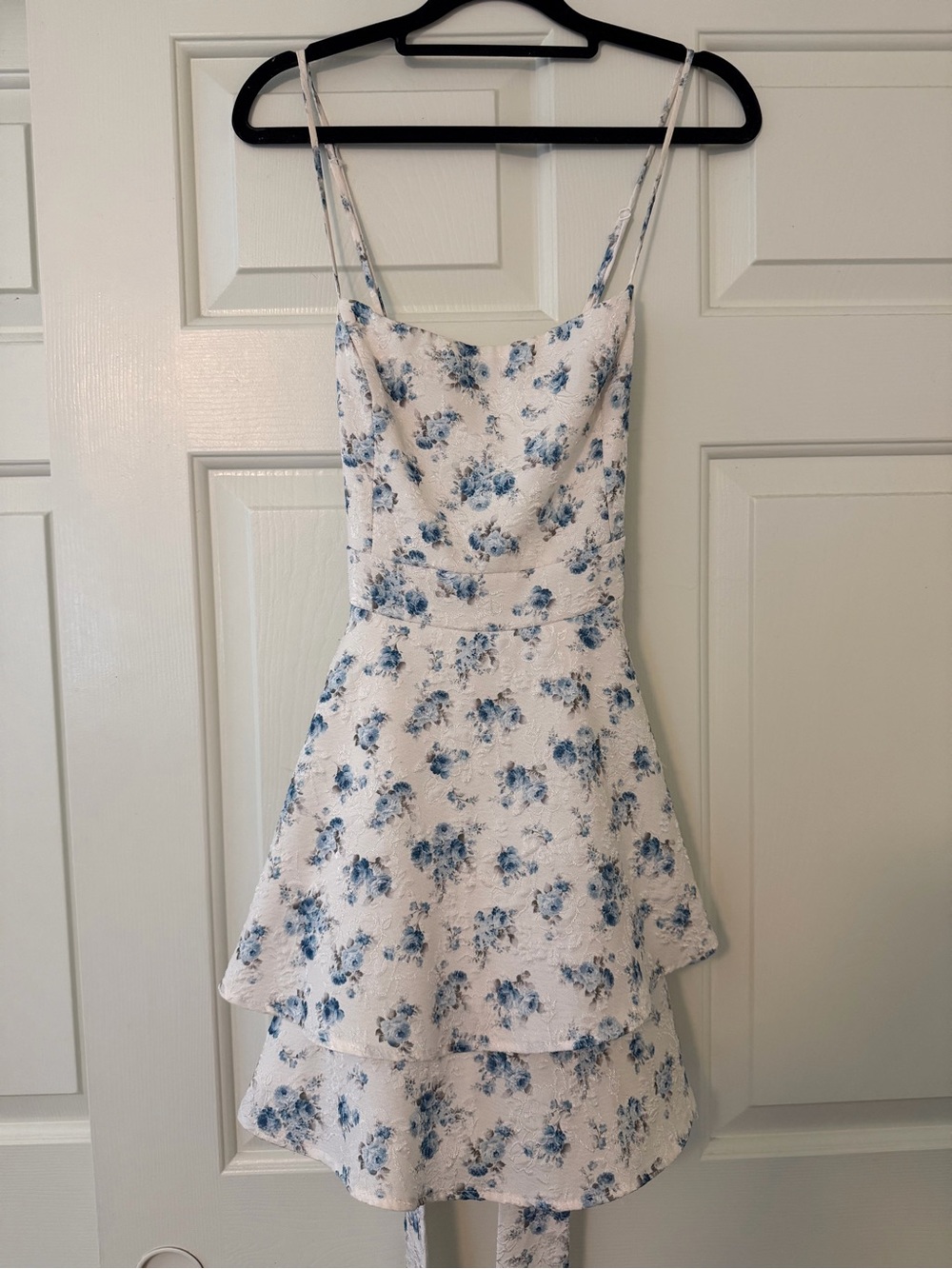 Windsor White Mini Dress with Blue Floral Print